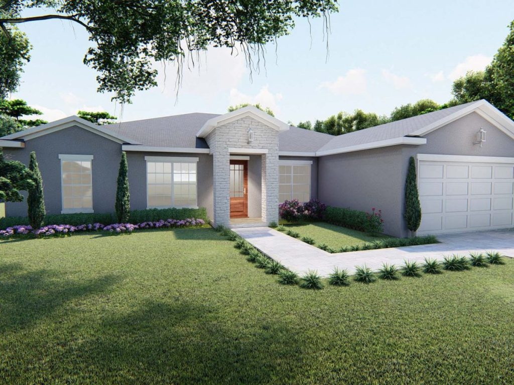 Canary floor plan front elevation rendering