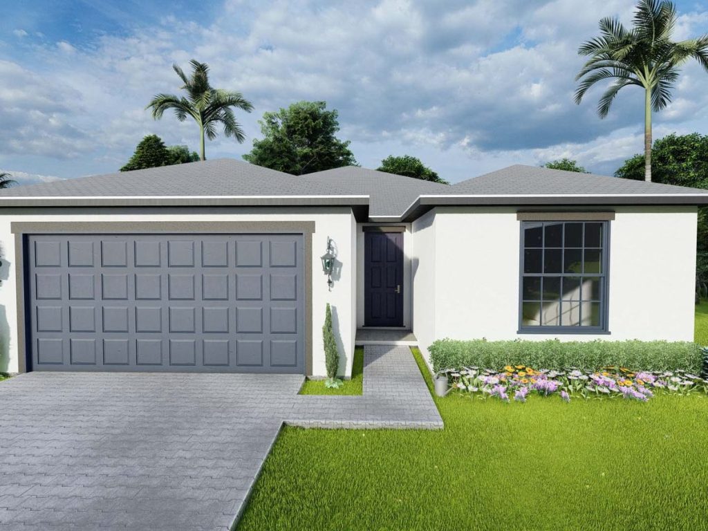 Coconut I floor plan front elevation rendering