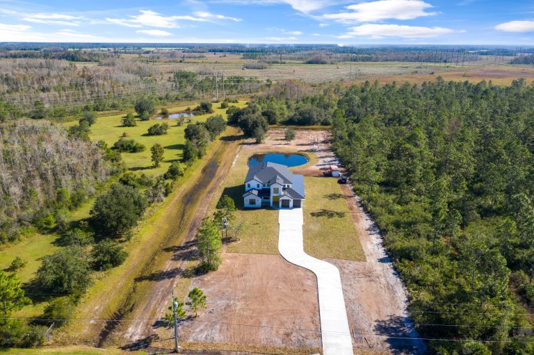 Aerial view of acreage of a new construction home by Eastern Homes at 4001 Ainsley Ave