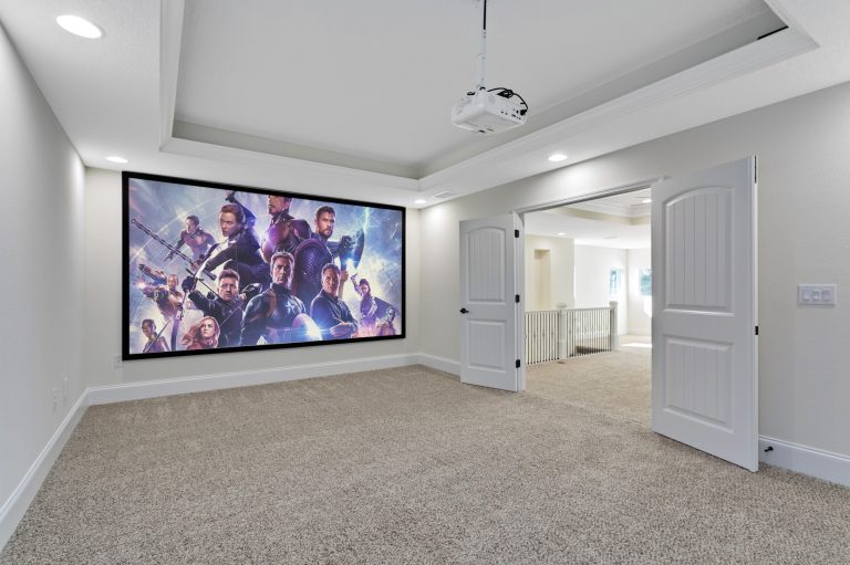 Media room in a new construction home by Eastern Homes at 4001 Ainsley Ave
