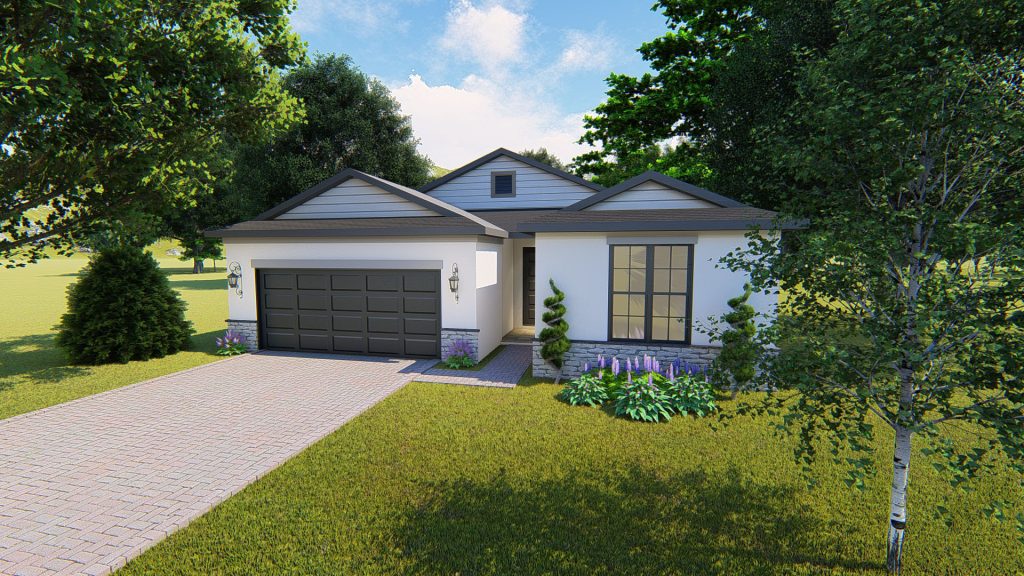 Foxtail floor plan alternate front elevation rendering